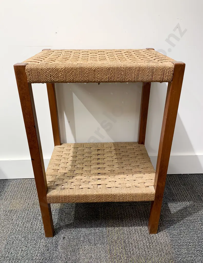 Two Tier Rush Topped Side Table Image 1++