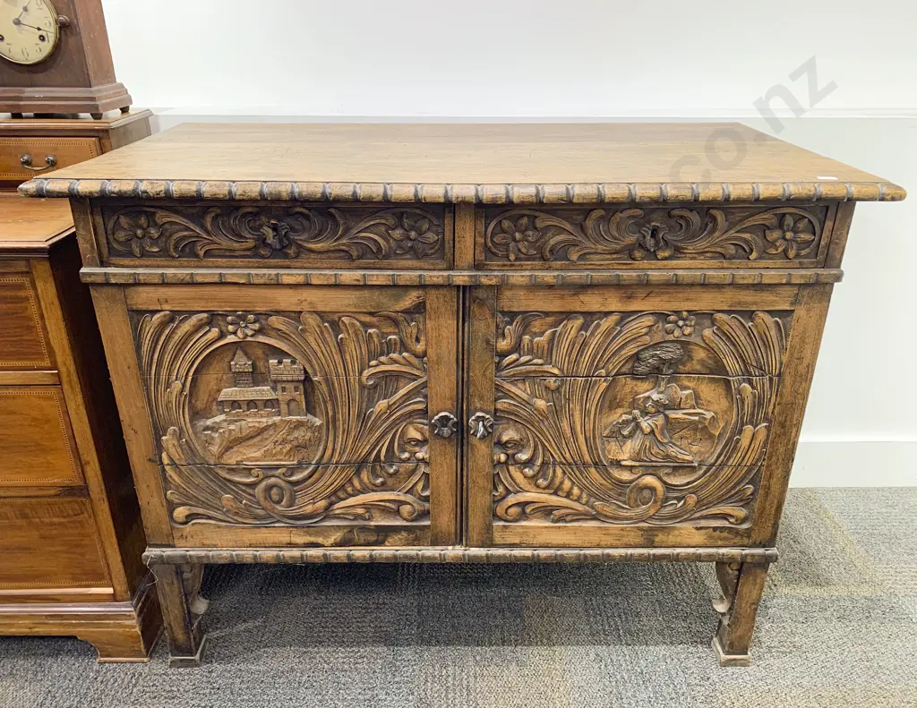 Late C19th European Heavily Carved Sideboard Image 1++