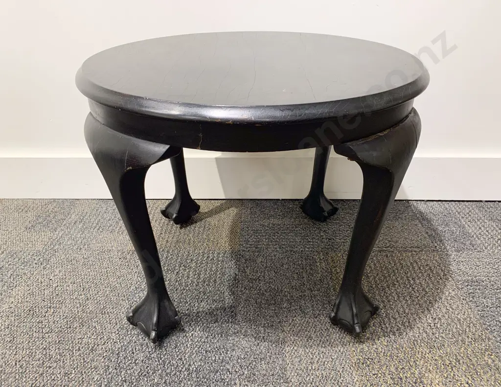 Ebonised Claw & Ball Foot Side Table Image 1++