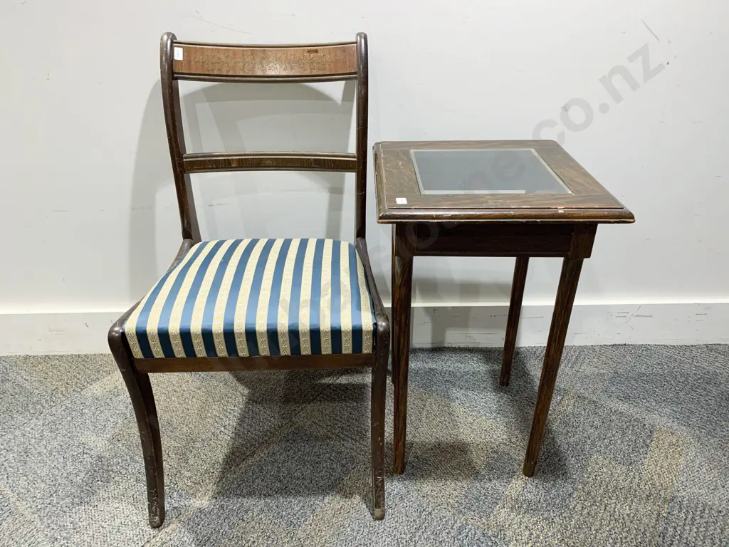 Glass Top Side Table With Single Chair Image 1++