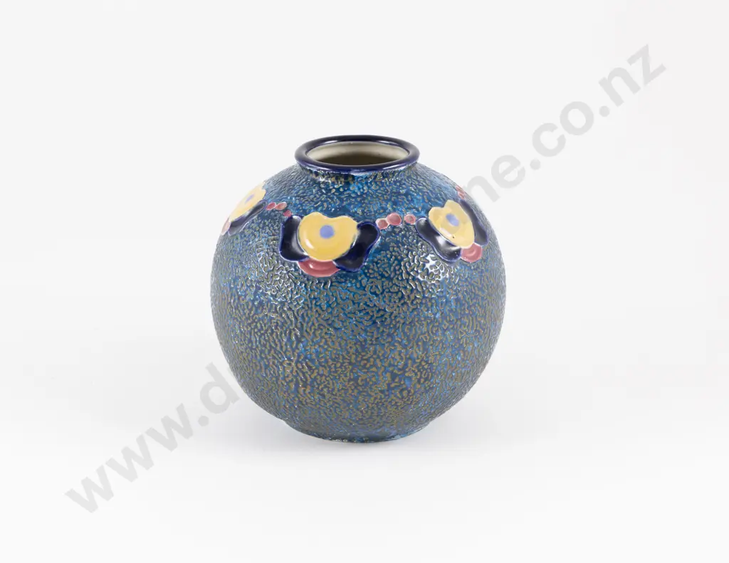 Early C20th Amphora Sperical Vase With Stylised Floral Border Image 1++