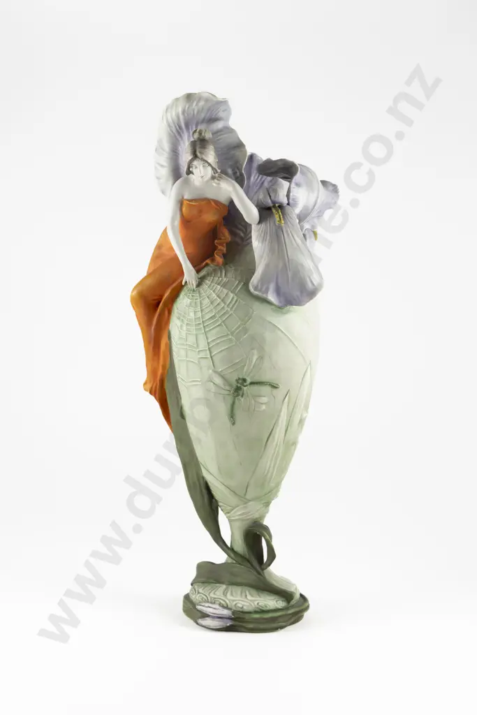 Art Nouveau Figural Amphora Iris & Fairy Vase Image 1++