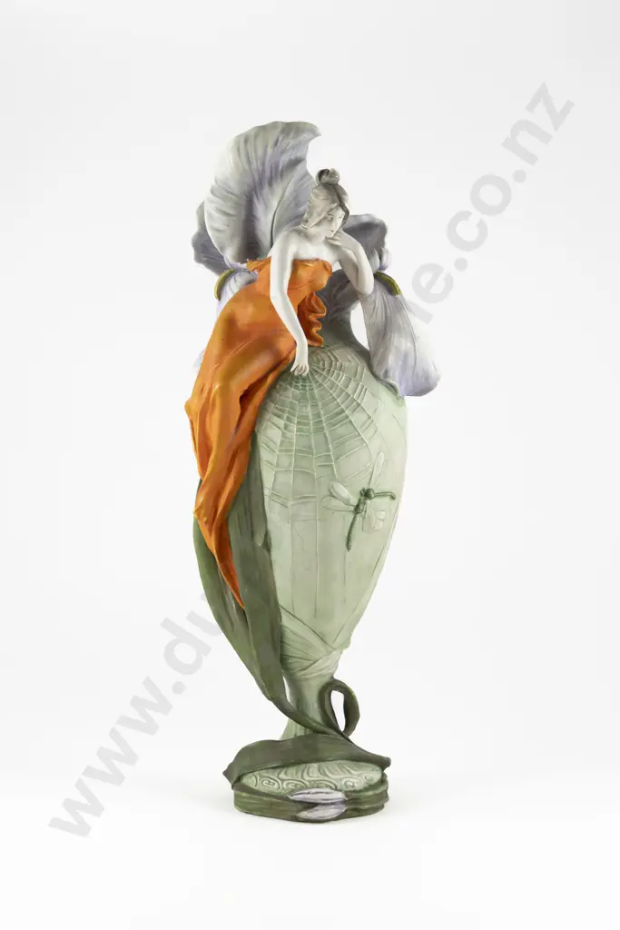 Art Nouveau Figural Amphora Iris & Fairy Vase Image 1++