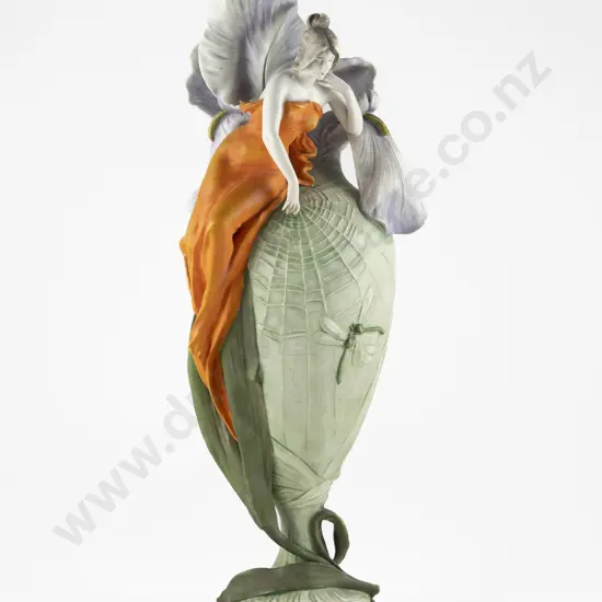 Art Nouveau Figural Amphora Iris & Fairy Vase
