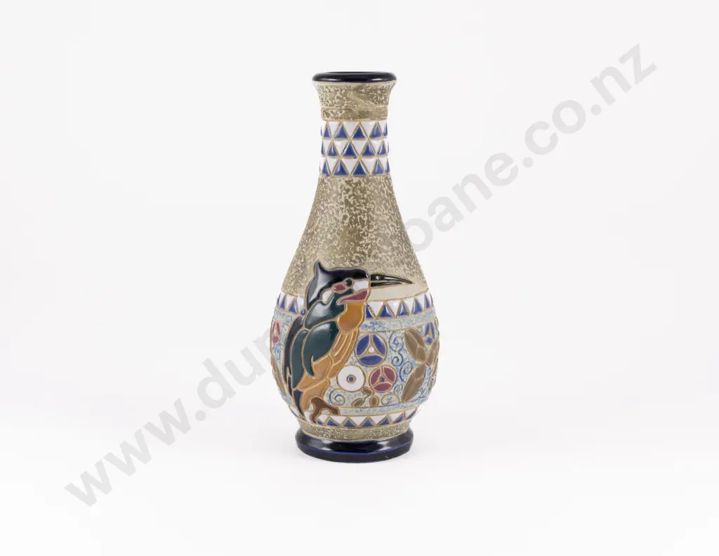 Early C20th Amphora Vase with Stylised Kingfisher Image 1++