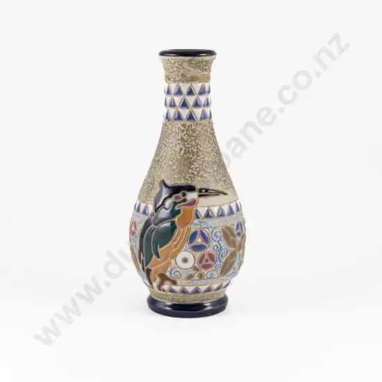 Early C20th Amphora Vase with Stylised Kingfisher