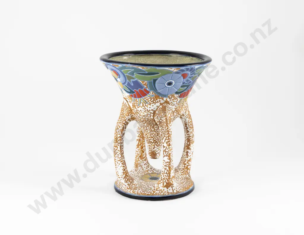 Early C20th Amphora 4-Legged Stylised Floral Motif Planter Image 1++