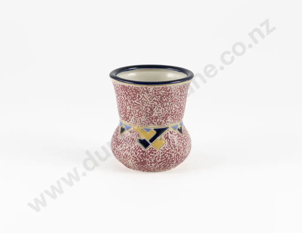Early C20th Amphora Vase With Geometric Design on Crimson Image 1++