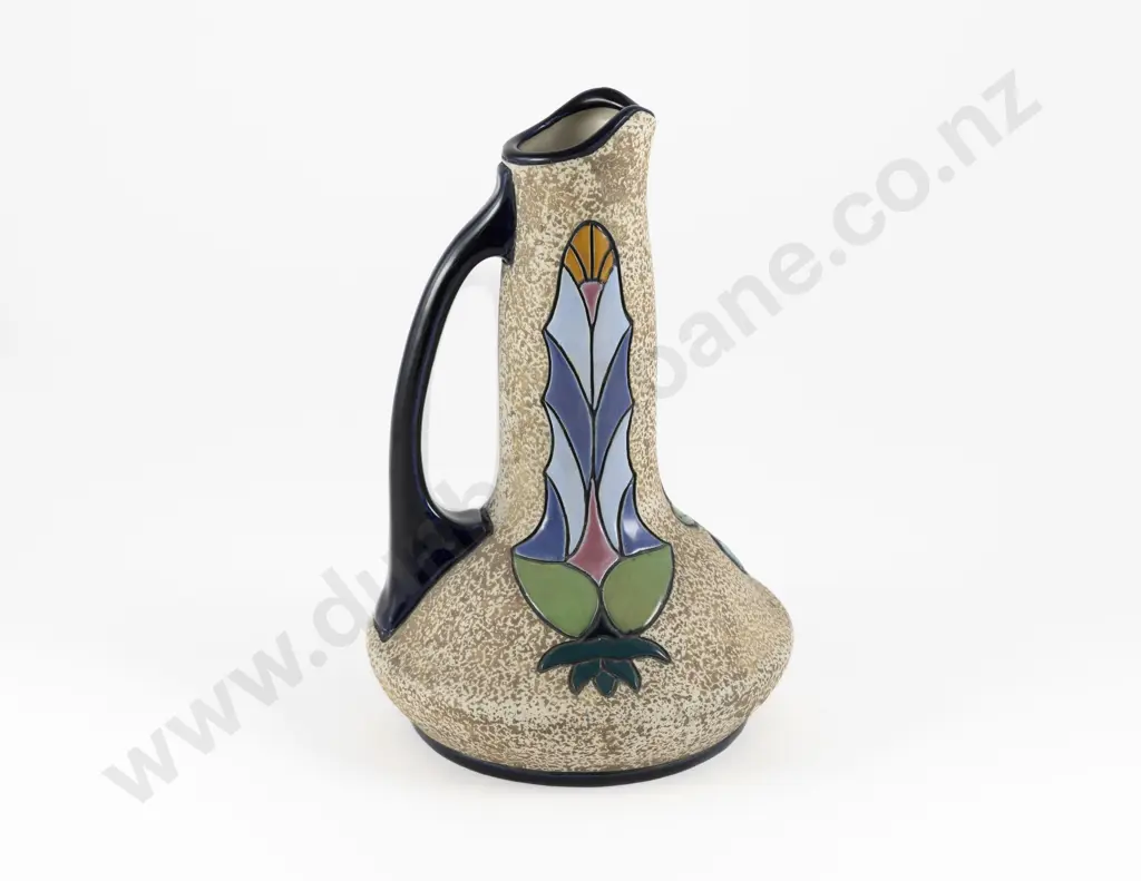 Early C20th Amphora Handled Vase With Flared Base & Stylised Owl Image 1++
