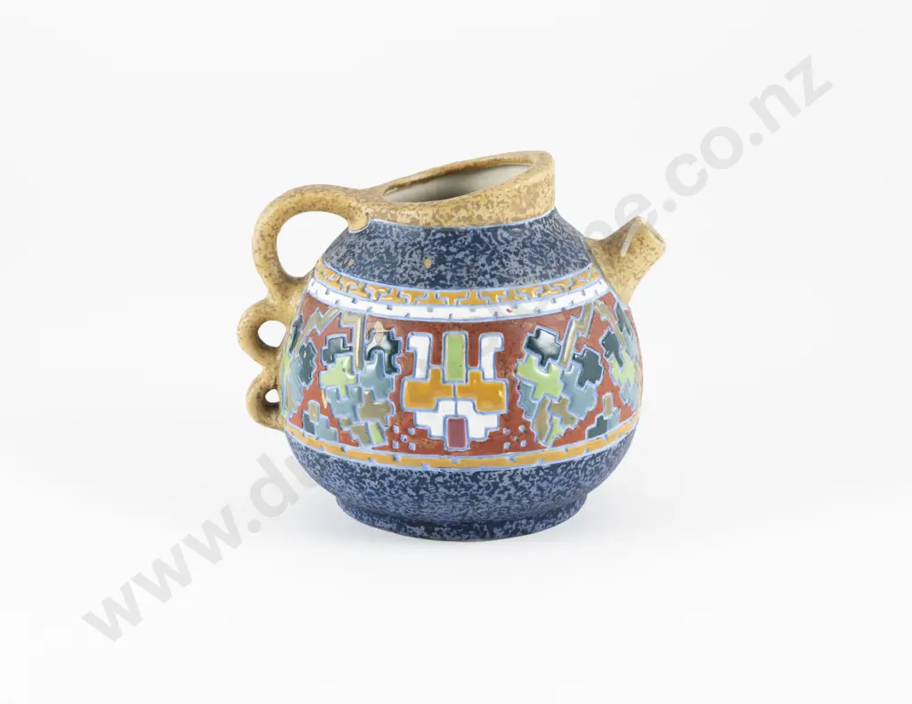 Early C20th Amphora Jug With Geometric Border on Blue Ground Image 1++
