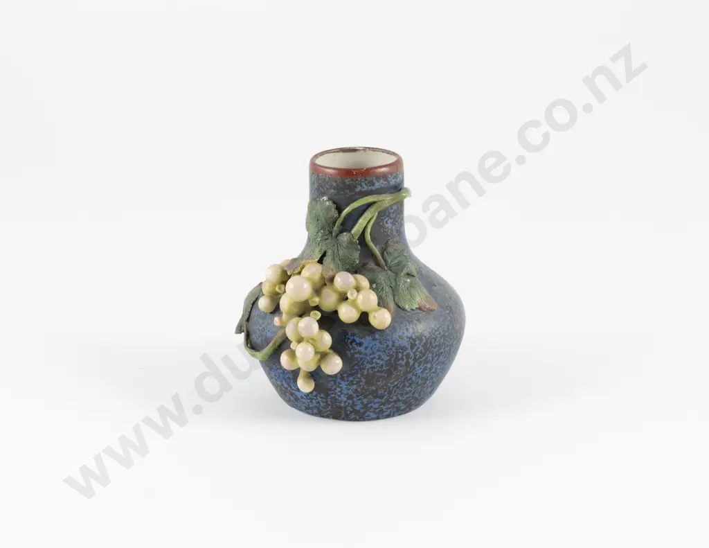 Early C20th Amphora Vase With Stylised Grape Vine On Blue Ground Image 1++