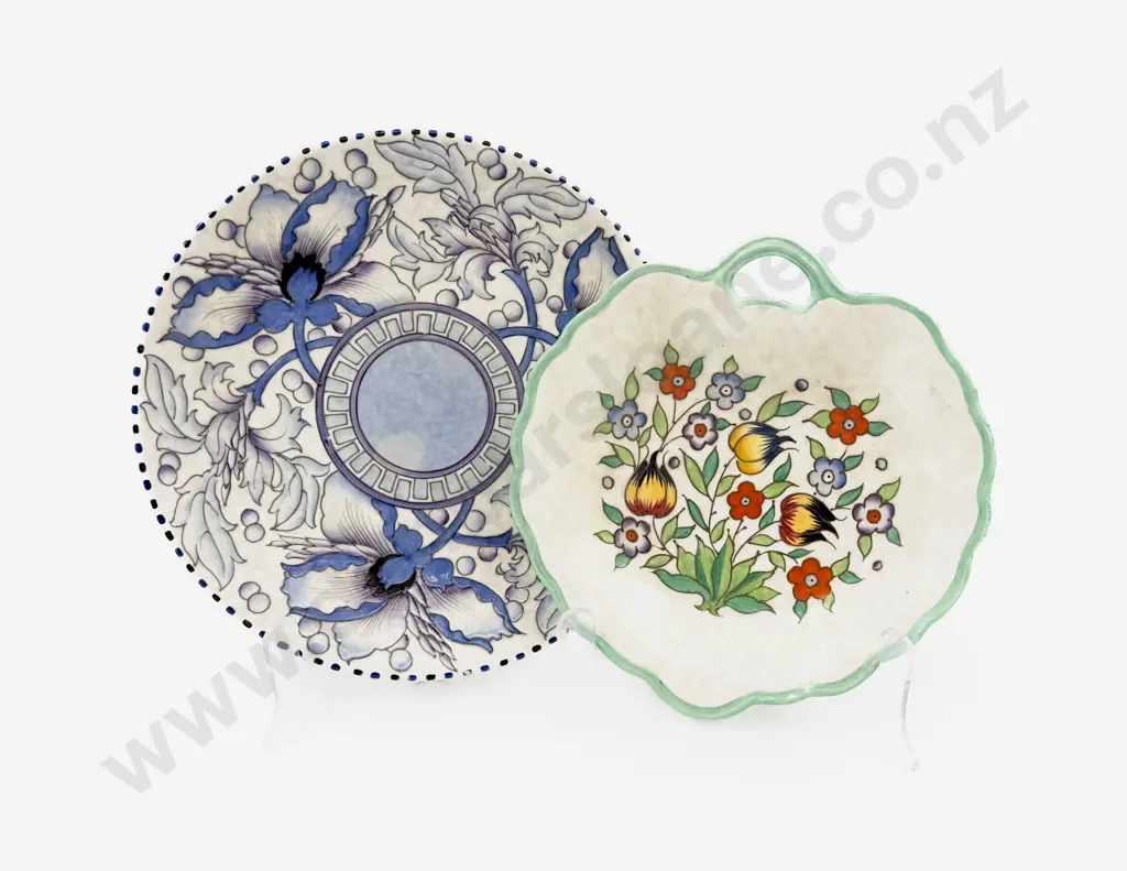 Burleigh Ware Charlotte Rhead Charger & Leaf Shaped Dish Image 1++