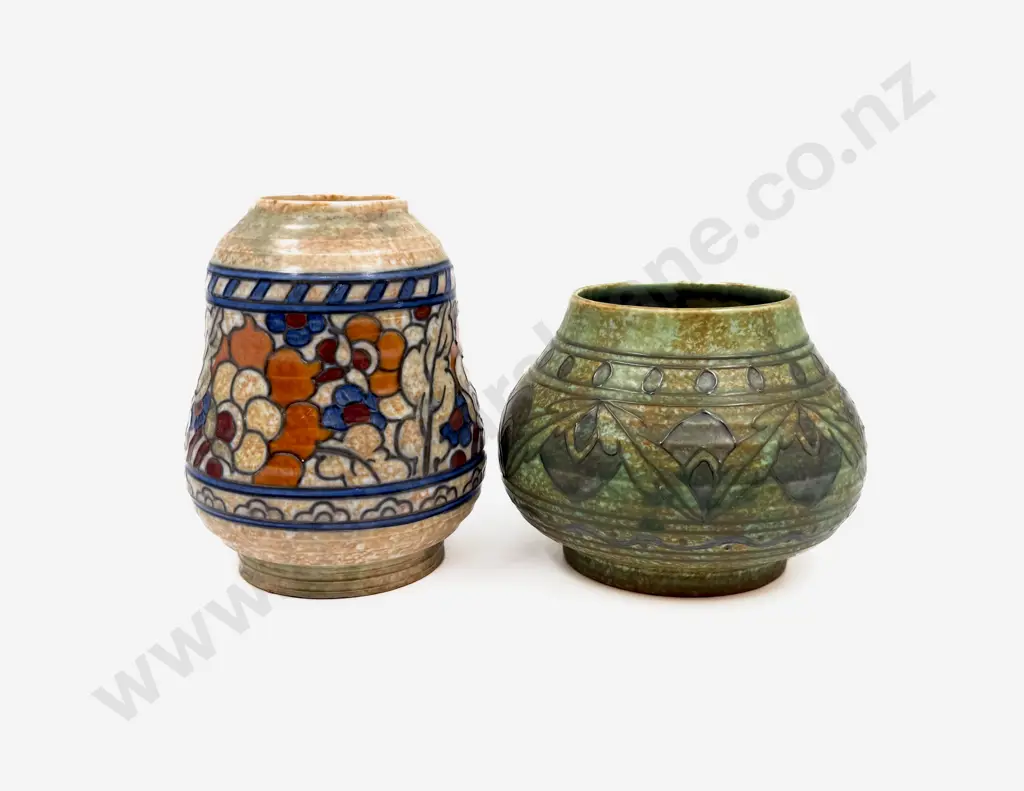 Crown Ducal Signed Charlotte Rhead Posy Pot & Vase Image 1++