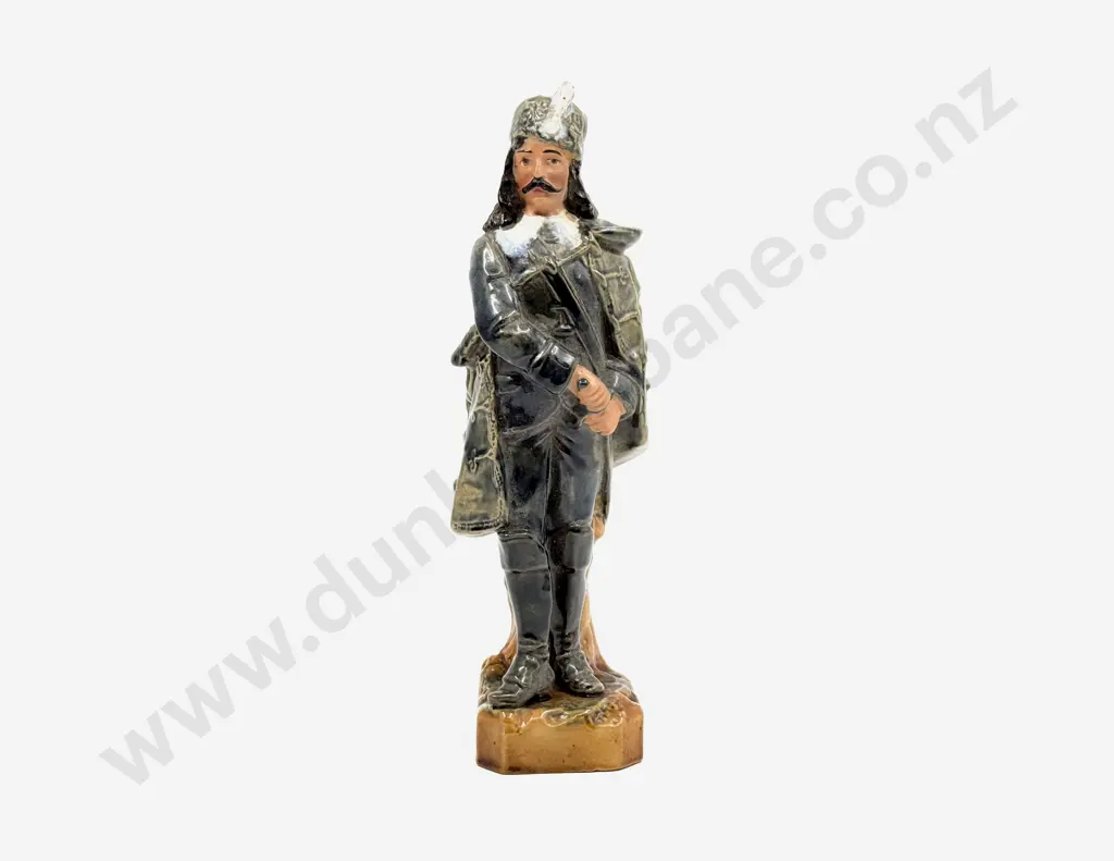 Early C20th German Glazed Earthenware Figure of a Gentleman Soldier Image 1++
