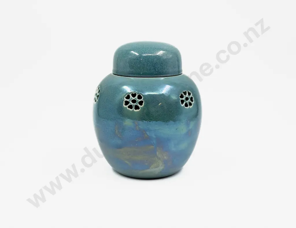 Ruskin Lustre Impressed Mark 1918 Ginger Jar & Cover Image 1++
