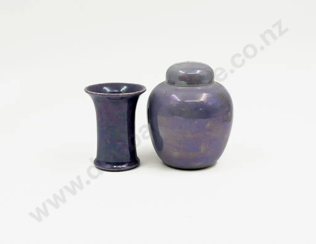 Ruskin Lustre Impressed Mark 1922 Ginger Jar & Cover & Posy Vase 1916 Image 1++