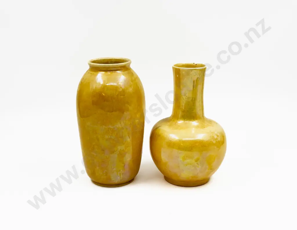 Two Ruskin Yellow Lustre Vases Image 1++