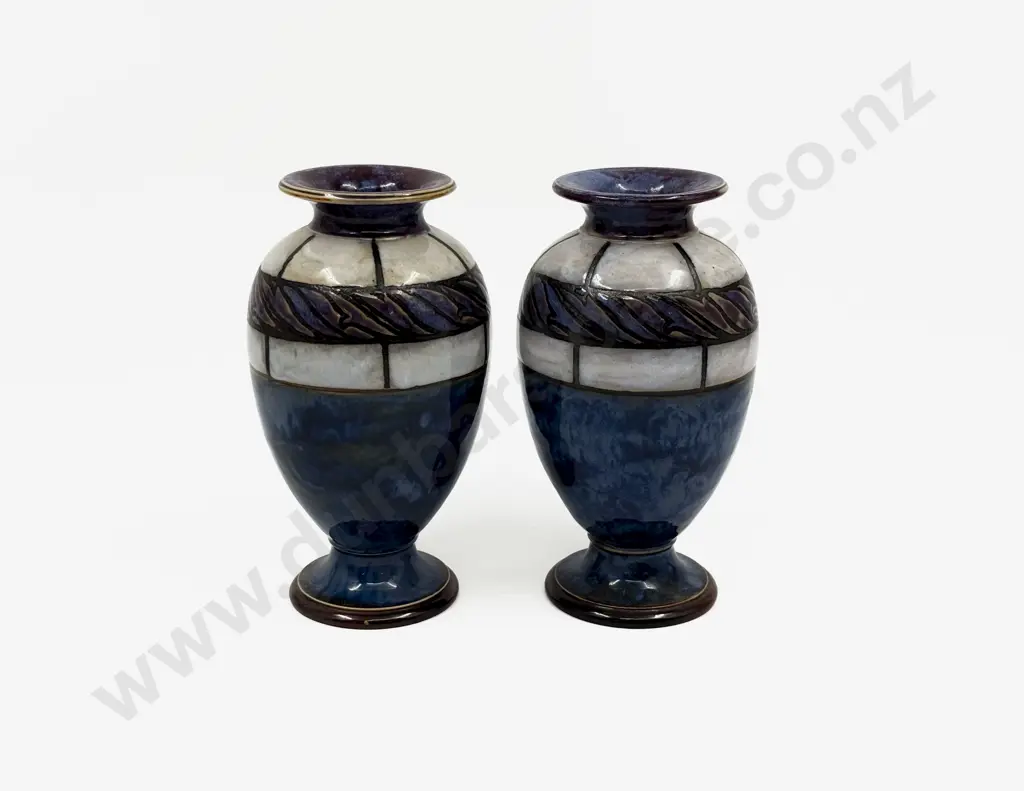 Pair Royal Doulton Stoneware Studio Glazed Vases Image 1++