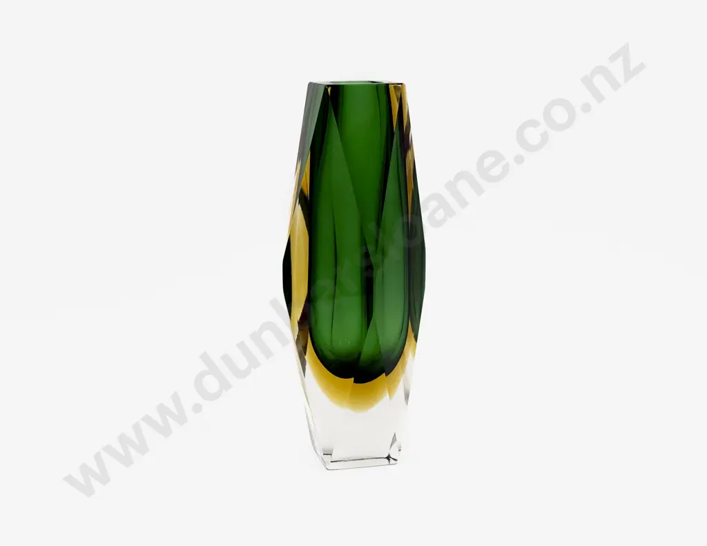 Murano Summerso Fceted Encased Glass Vase Image 1++