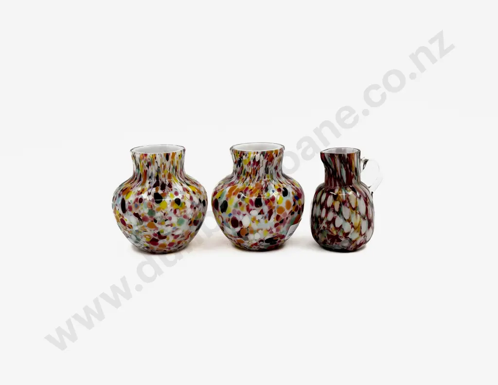 Pair Victorian Nailsea Glass Posy Pots & Jug Image 1++