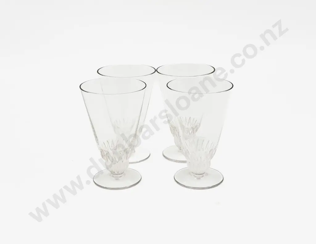 Four Lalique Trumpet Bowled Liqueurs Image 1++