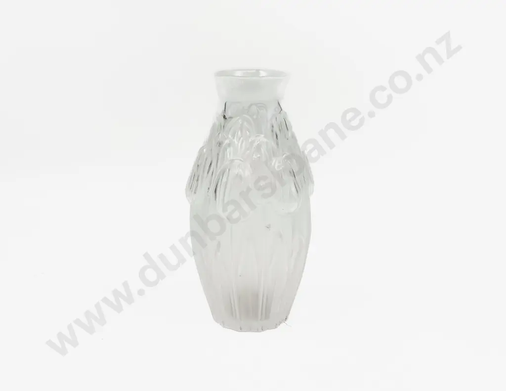 Lalique Moulded Clear & Frosted Tulip Vase Image 1++