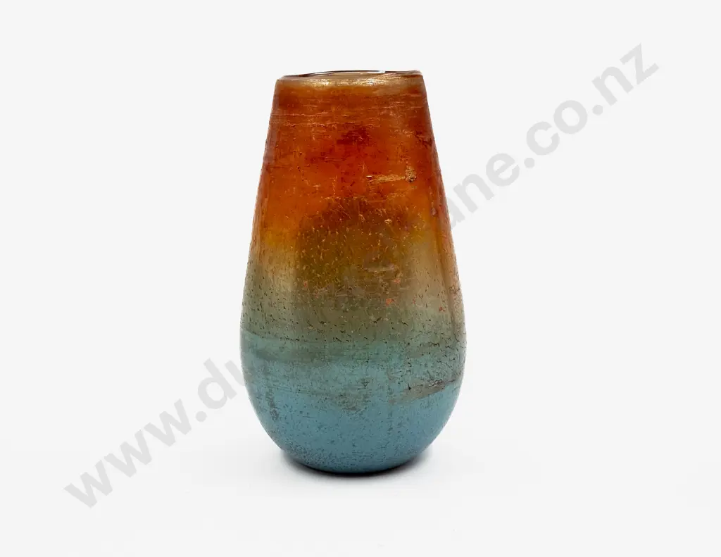 Large Studio Lustre & Enamel Textured Glass Vase Image 1++