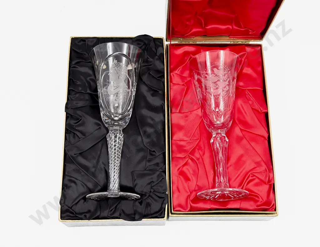 Two Webb & Corbett Commemorative Crystal Goblets Image 1++