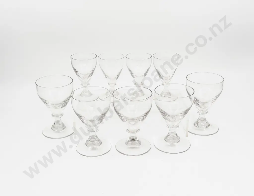 Five Early C20th Bucket Bowled Wine Goblets & Four Matching Port Glasses Image 1++