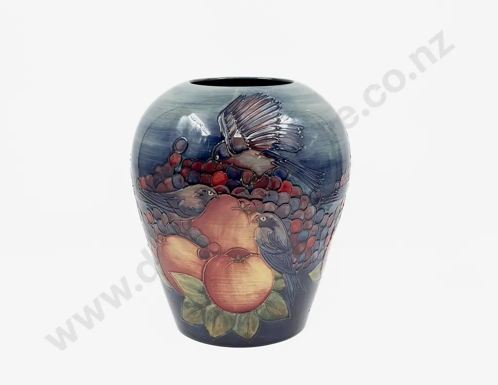 C1980's Moorcroft Finches & Pomegranates Large Vase Image 1++