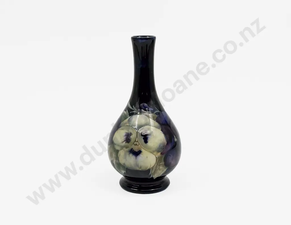 Signed William Moorcroft C1925 Pansy Pattern Specimen Vase Image 1++