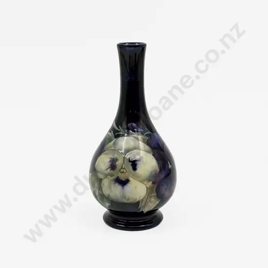 Signed William Moorcroft C1925 Pansy Pattern Specimen Vase