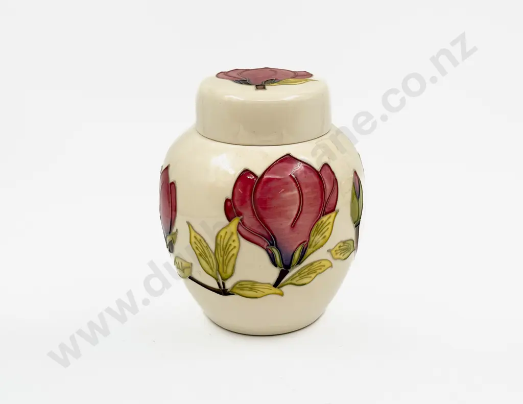 Boxed Moorcroft C1980 Magnolia Pattern Ginger Jar & Cover Image 1++