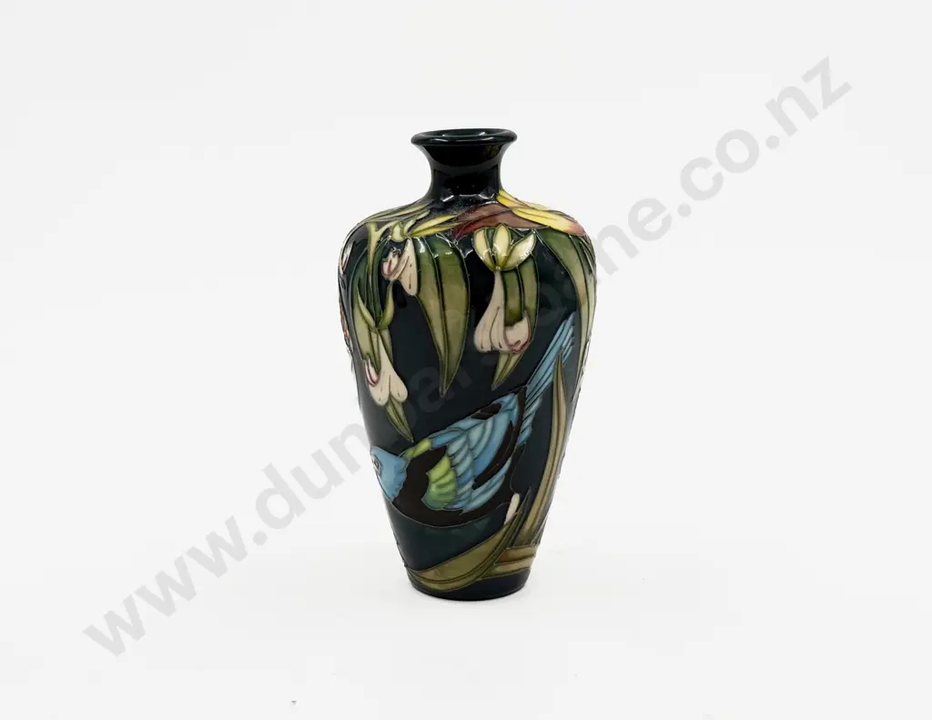 Boxed Moorcroft C2005 Modern Bird Insect & Floral Pattern Vase Image 1++