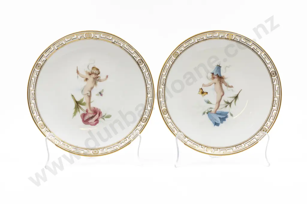 Pair Mid to Late C19th Mintons Dessert Plates Image 1++