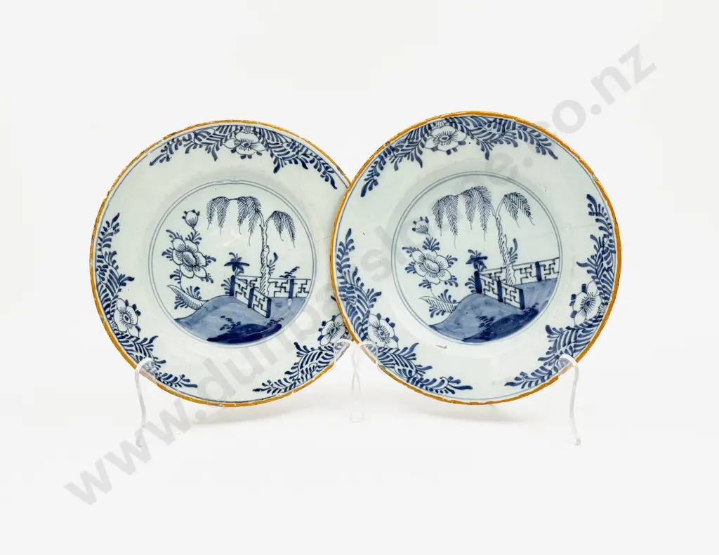 Pair C19th Dutch Delft Plates Image 1++