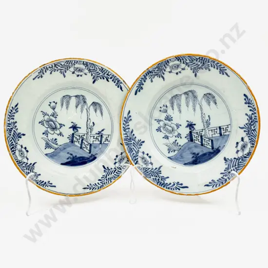 Pair C19th Dutch Delft Plates