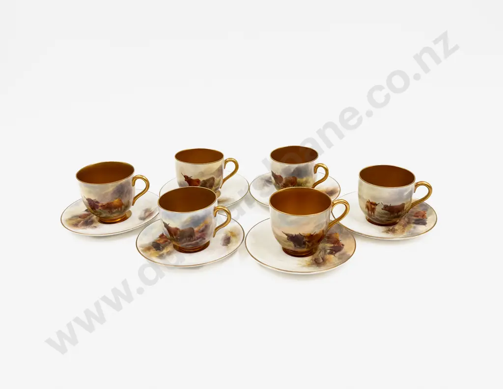 Royal Worcester Six Demi-Tasse Coffee Cup & Saucers Image 1++