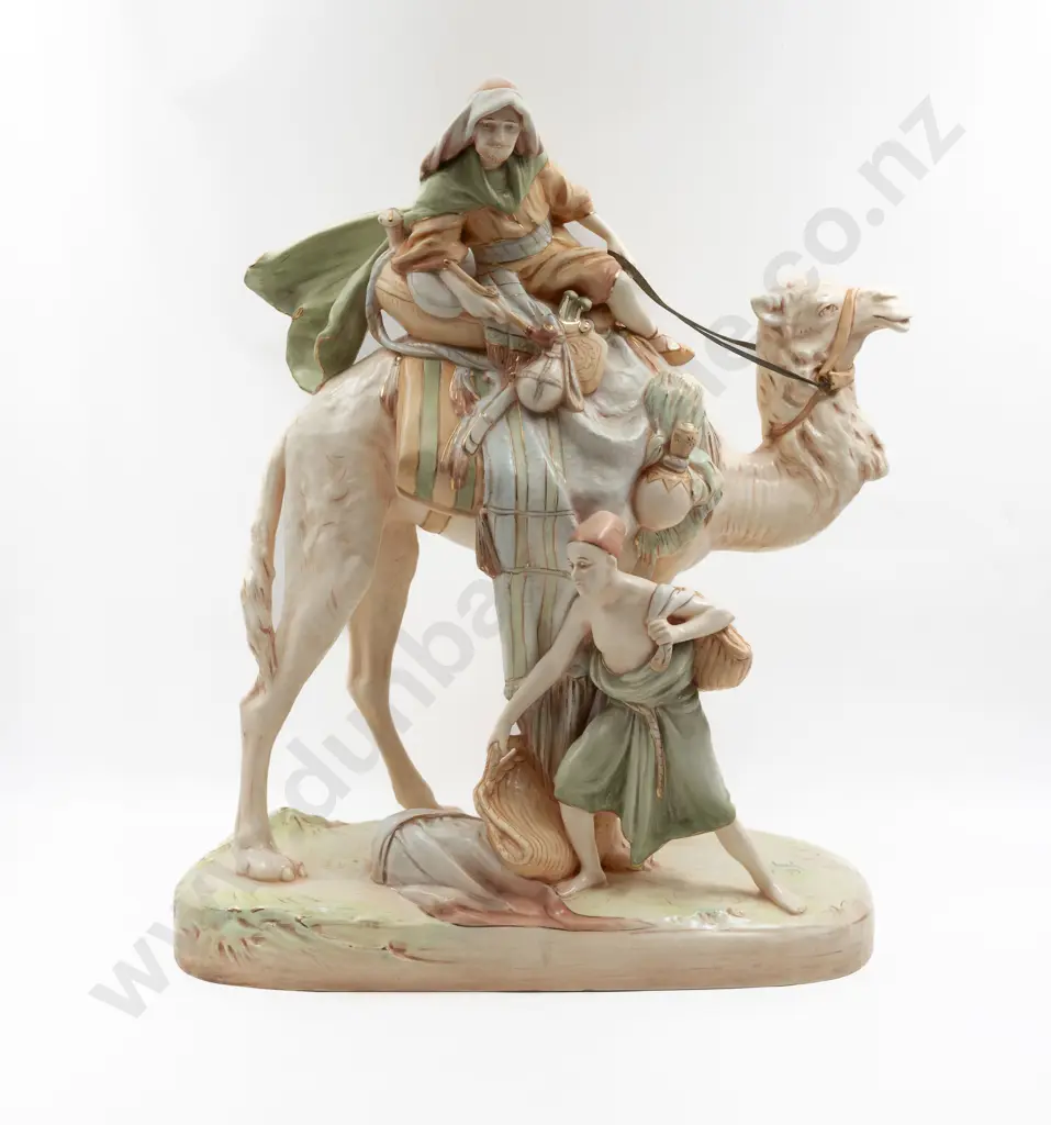 Royal Dux Made in Czechoslovakia Arabian on Camel With Water Boy Figure Group Image 1++