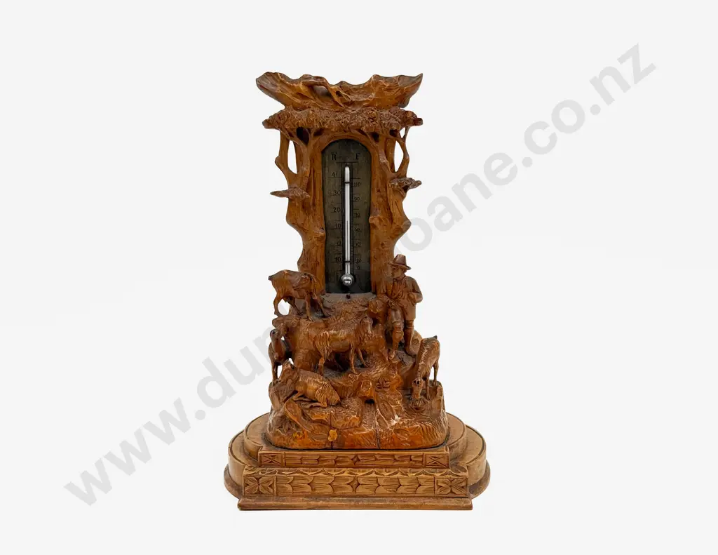 Late C19th Black Forest Carved Thermometer Image 1++