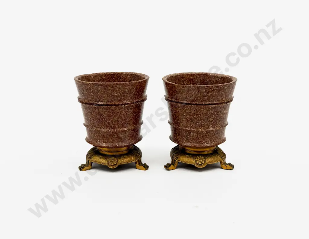 Pair C19th French Hardstone & Ormolu Based Planters Image 1++