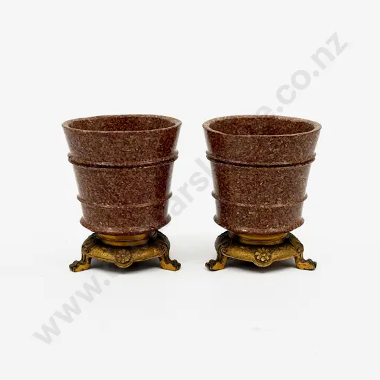 Pair C19th French Hardstone & Ormolu Based Planters