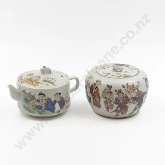 Cantonese Export Ware Sugar Basin & Teapot