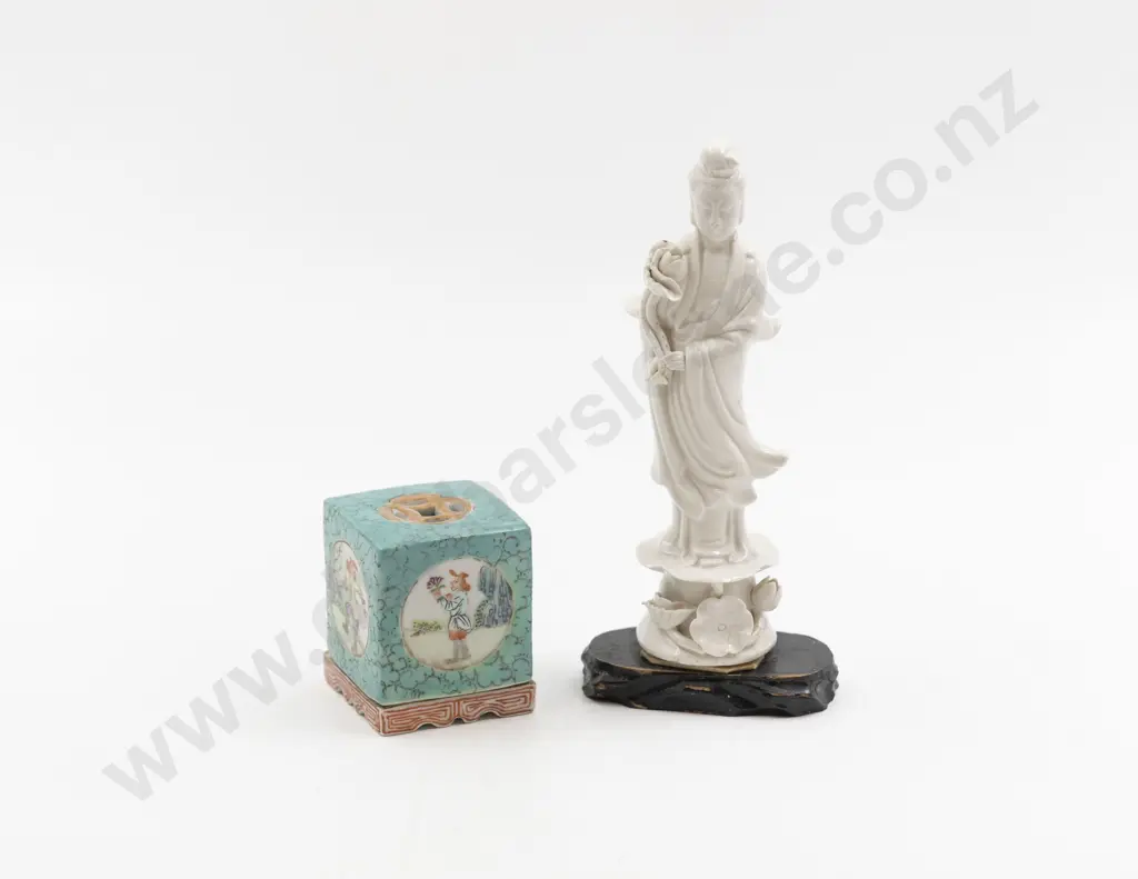 C19th Box Incense Burner With Blanc De Chine Goddess Figure Image 1++