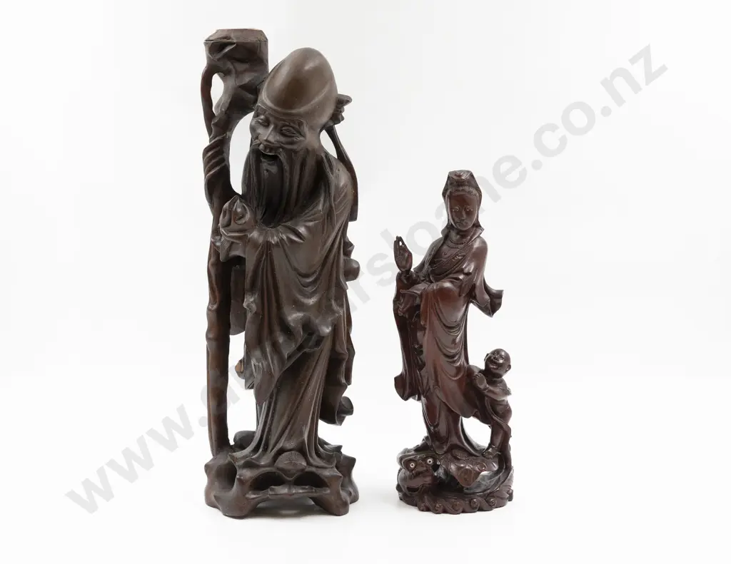 Two Hardwood Carved God Figures Image 1++