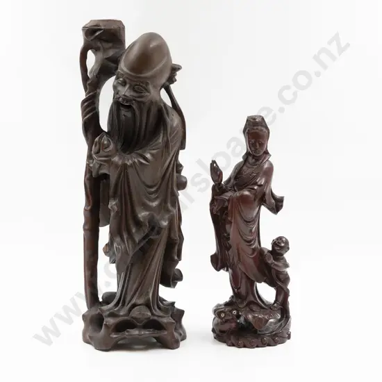 Two Hardwood Carved God Figures
