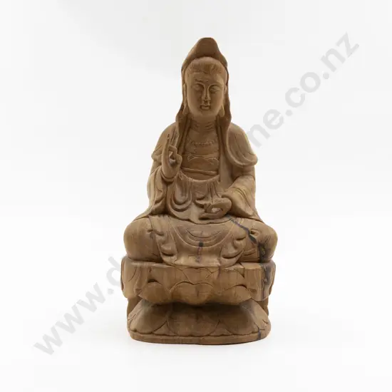 Quan Yin Fruitwood Carved Figure