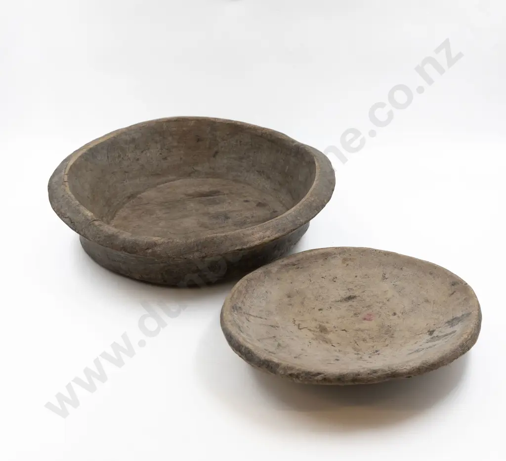 Antique Wooden Basin & Dish Image 1++