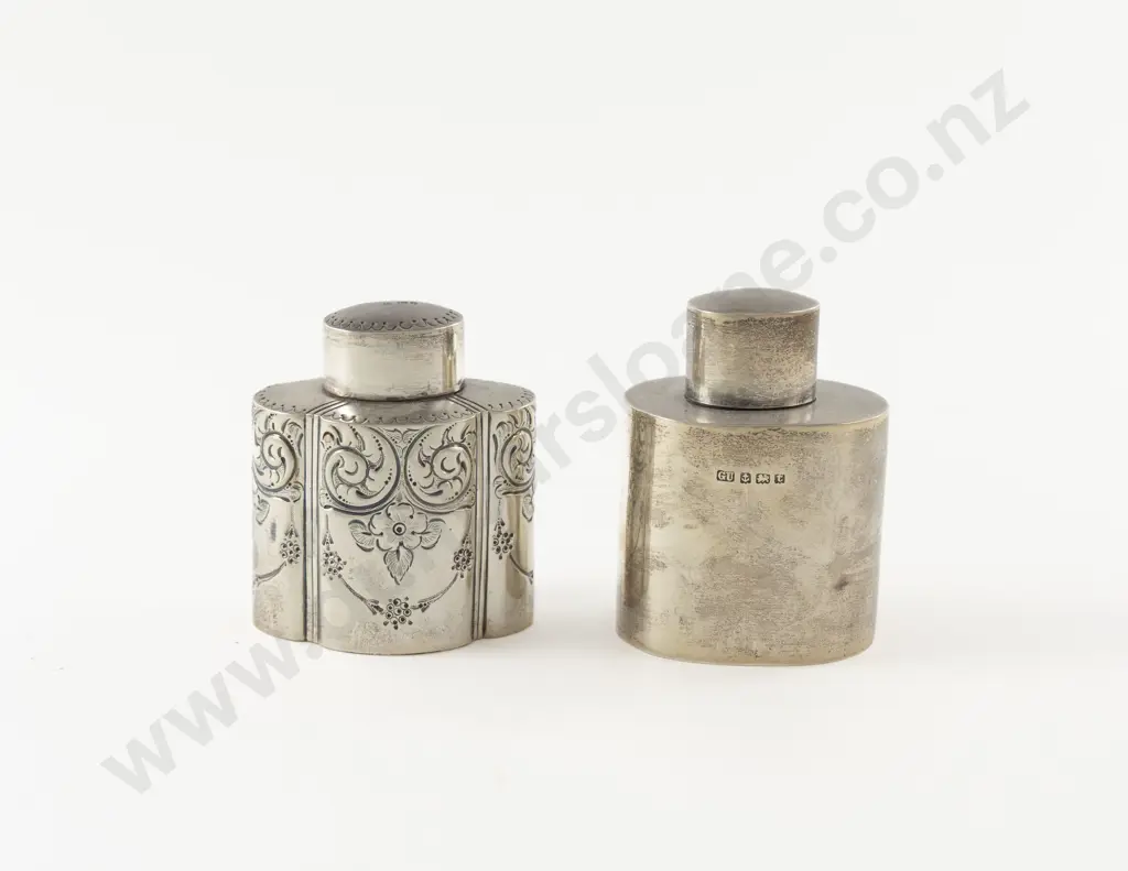 2 Small S/S Tea Caddies Image 1++