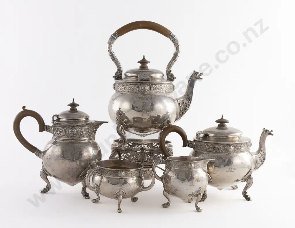 A Superb Geo V Irish S/S 6 Piece Tea & Coffee Service by West & Son Image 1++